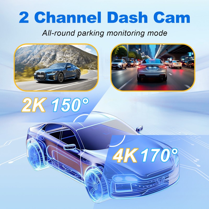 Dash Cam 4k Front Rear Car Cameras 3.69″ Touch Screen Car DVR Built-in GPS ADAS