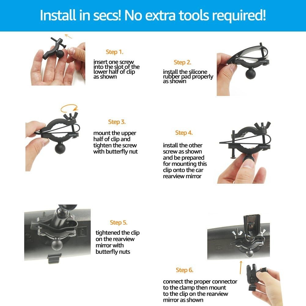 Durable Rearview Mirror Dash Cam Mount – 360-Degree Adjustable Design