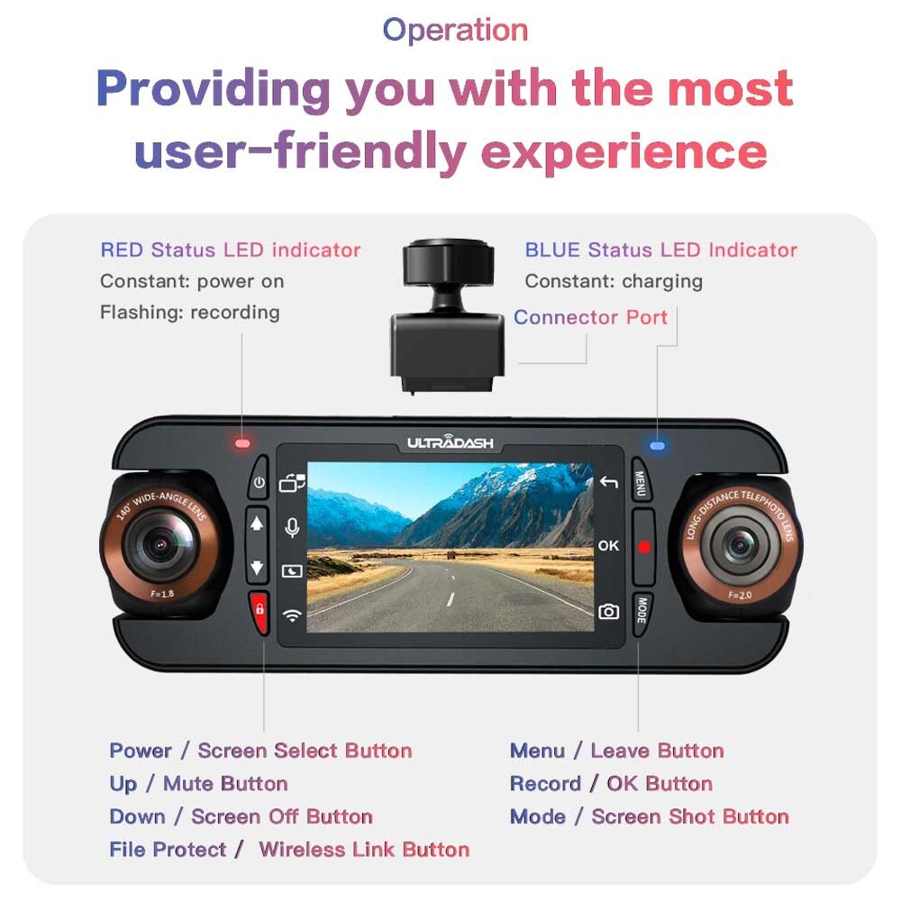 Dash Cam Bundle – UltraDash Z3+ Standard & R1 Rear Cam & HW1-B with 64GB SD Card