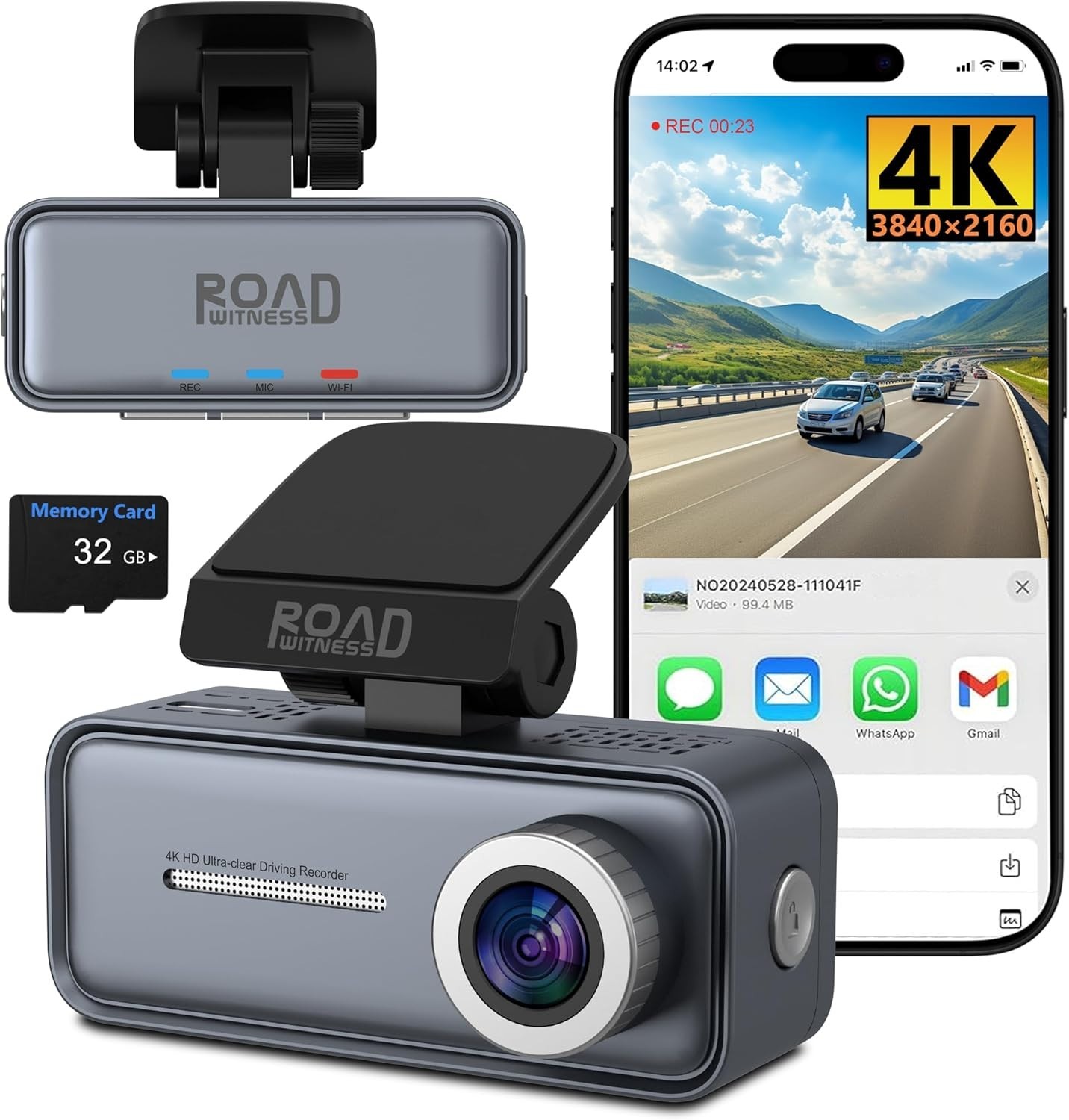 4K Mini Dash Cam Front，Front Dash Camera for Cars，WiFi Car Camera with Voice Con