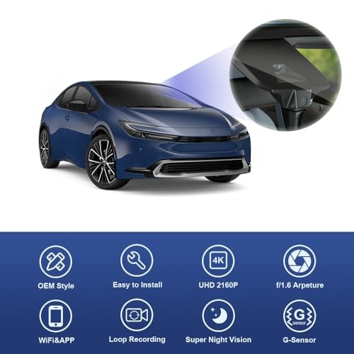 4K Dash Cam Suitable for Toyota Prius 2023-2026 & Prime Plug-in Front 4K Only