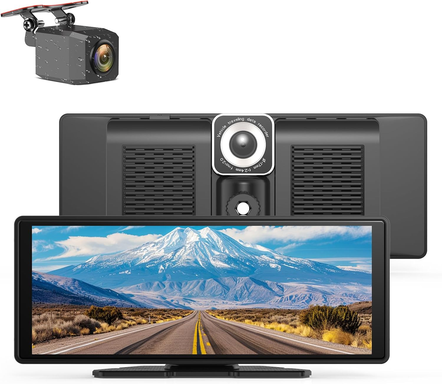 Portable Carplay Screen for Car 10.26″ HD IPS Touchscreen with 4K Dash Cam Front