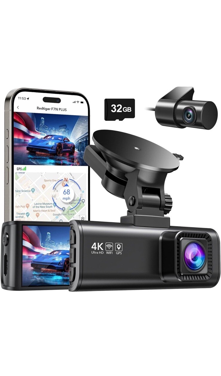 REDTIGER F7NP Dash Camera 4K Front and Rear Dash Cam Built-In WiFi & GPS