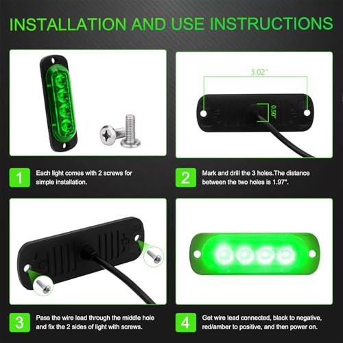 Oval Marker Lights,12V 24V 3” Side Clearance Light Aluminum Housing Green