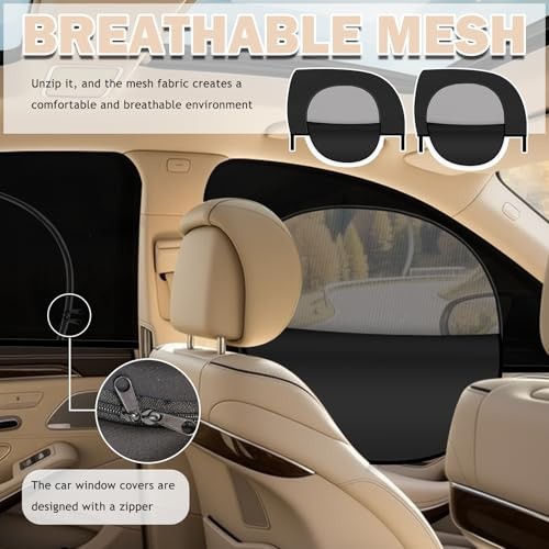 4PCS Zipper Car Window Shades for Side Window – Blackout & Mesh Car Windows