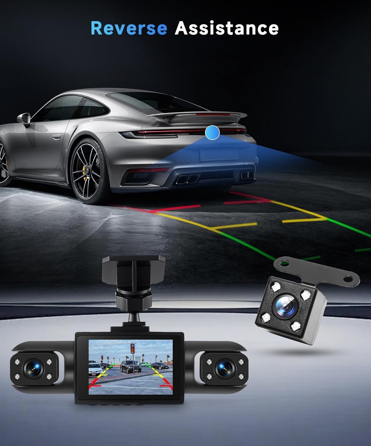 4 Channel 360 Dash Cam Front and Rear Inside Left Right, Dash Camera for Cars