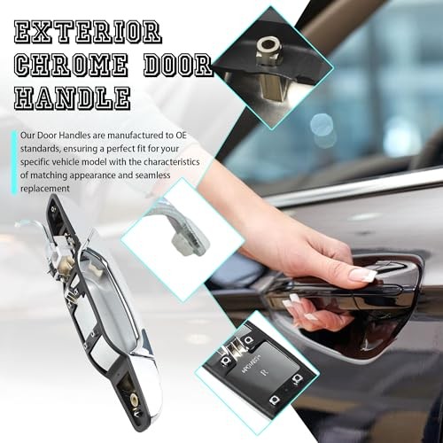 Exterior Chrome Door Handle Front Rear Driver&Passenger Compatible with 2007