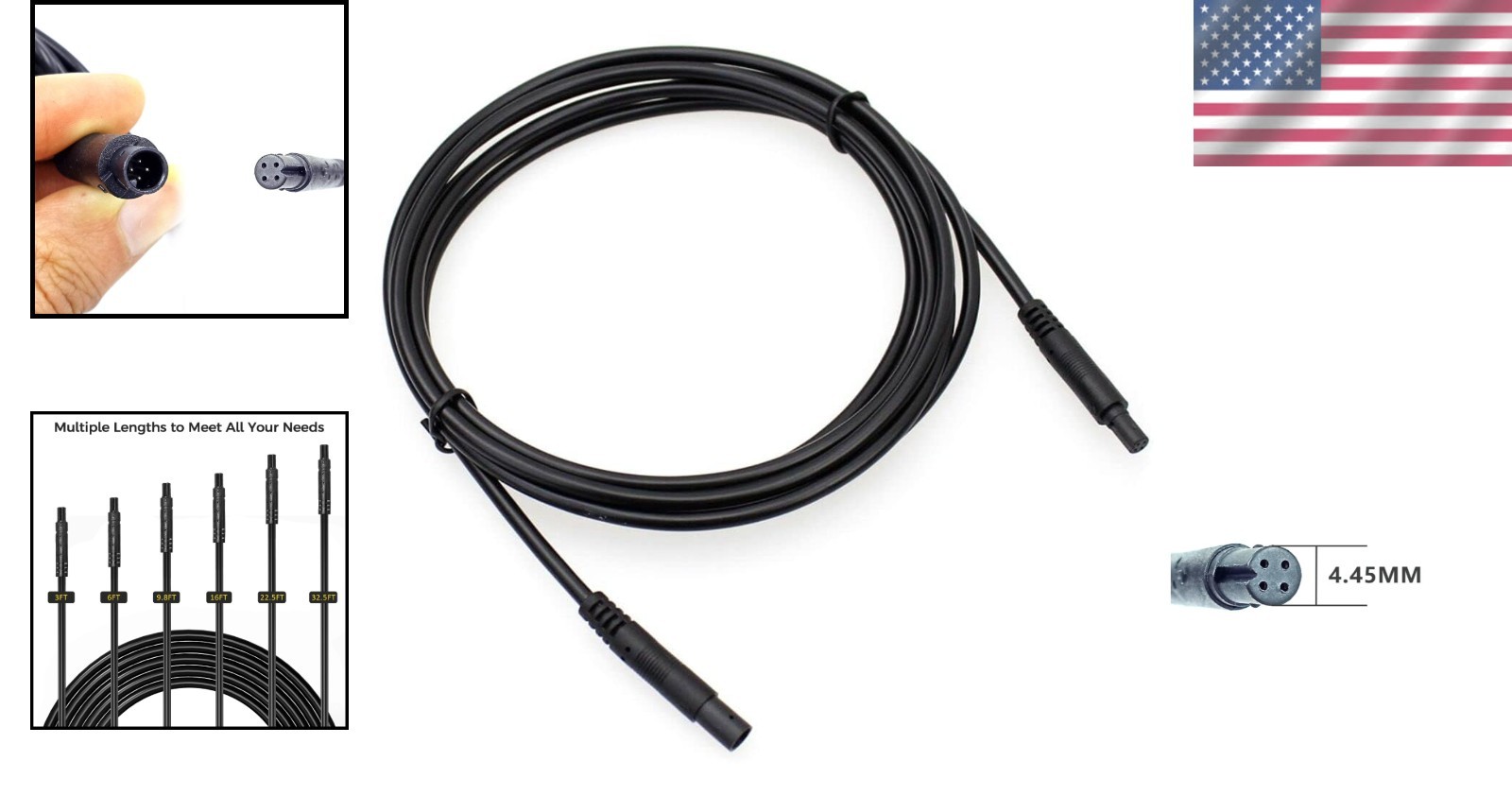 32.5Ft 4Pin Reverse Mirror Camera Extension Cable for Dash Cams & Backup Cameras