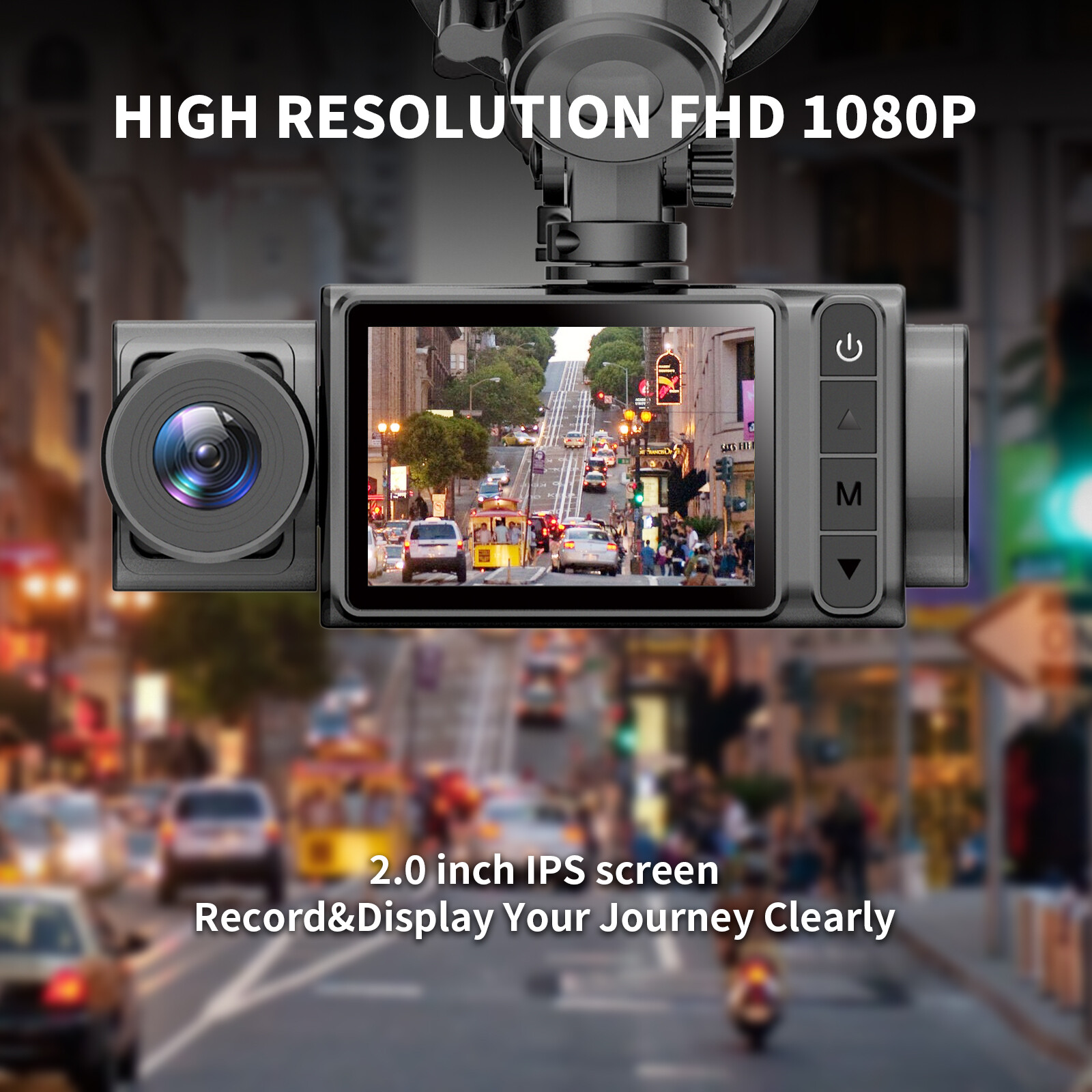Three recording 2inch IPS 1080P FHD DVR Car Driving Recorder Camera