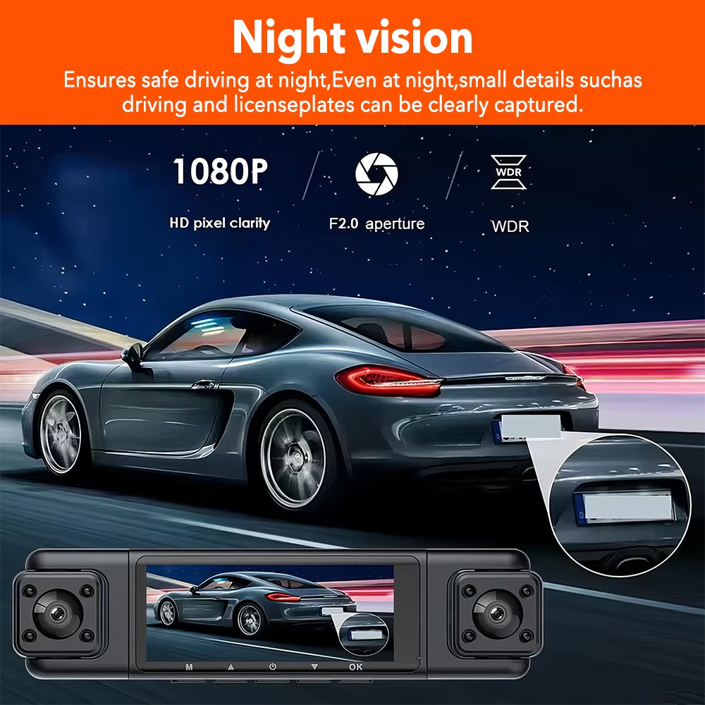 1080P Car Dash Camera Video DVR Recorder Front Rear Night Vision Four Lens Cam