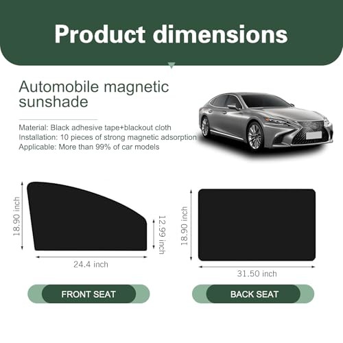 4PCS Car Side Window Sun Shades, Magnetic Foldable Car Front and Rear Side