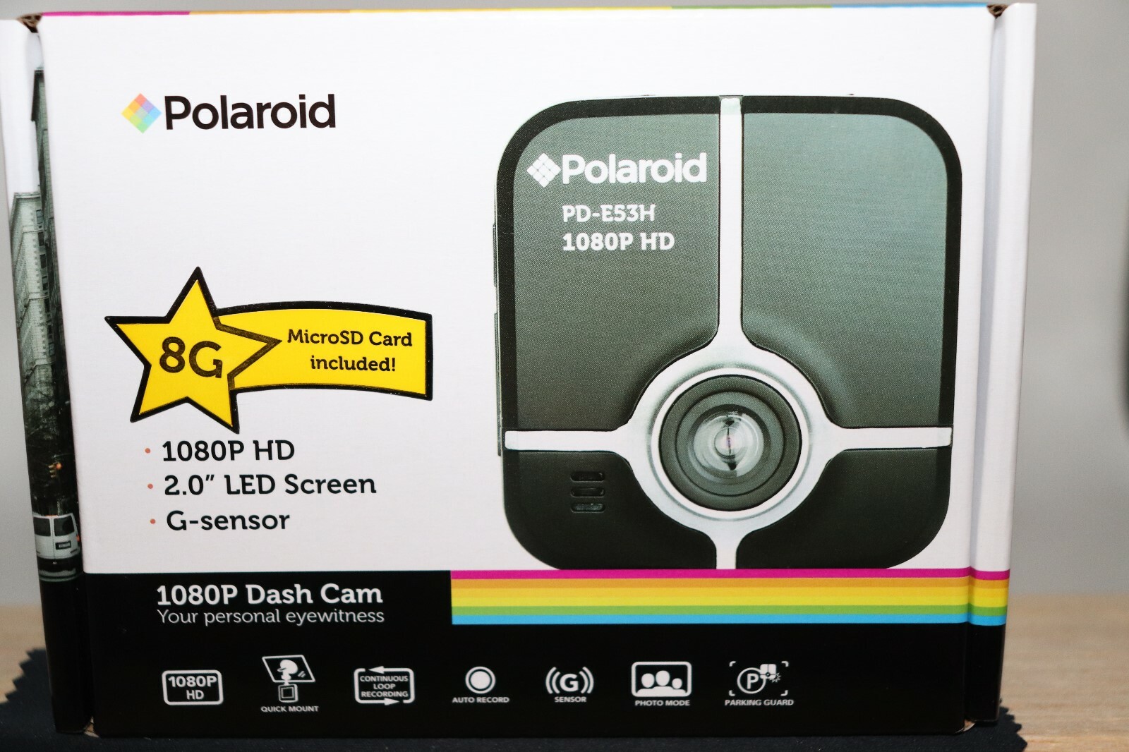 Polariod PD-E53H 1080P HD Dash Cam w/8G MicroSD Card