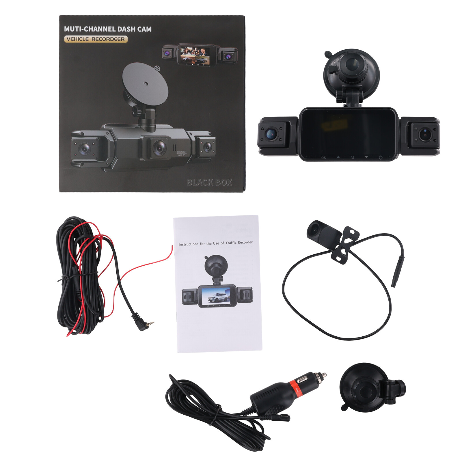 4 Channel Dash Cam Recorder 360° Car Camera DVR Vehicle Video G-Sensor WIFI 64GB