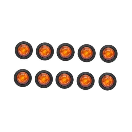 10PCS Car 3/4″ Round LED Clearance Light, Vehicle Front Rear Side Marker Yellow