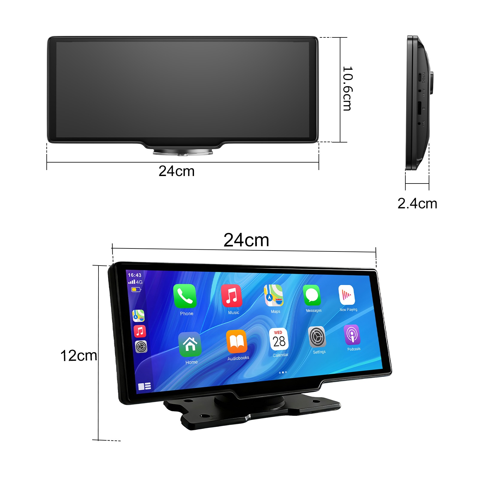 XGODY Wireless Apple CarPlay&Android Auto 10″ Dash Cam 4K Portable Car Stereo