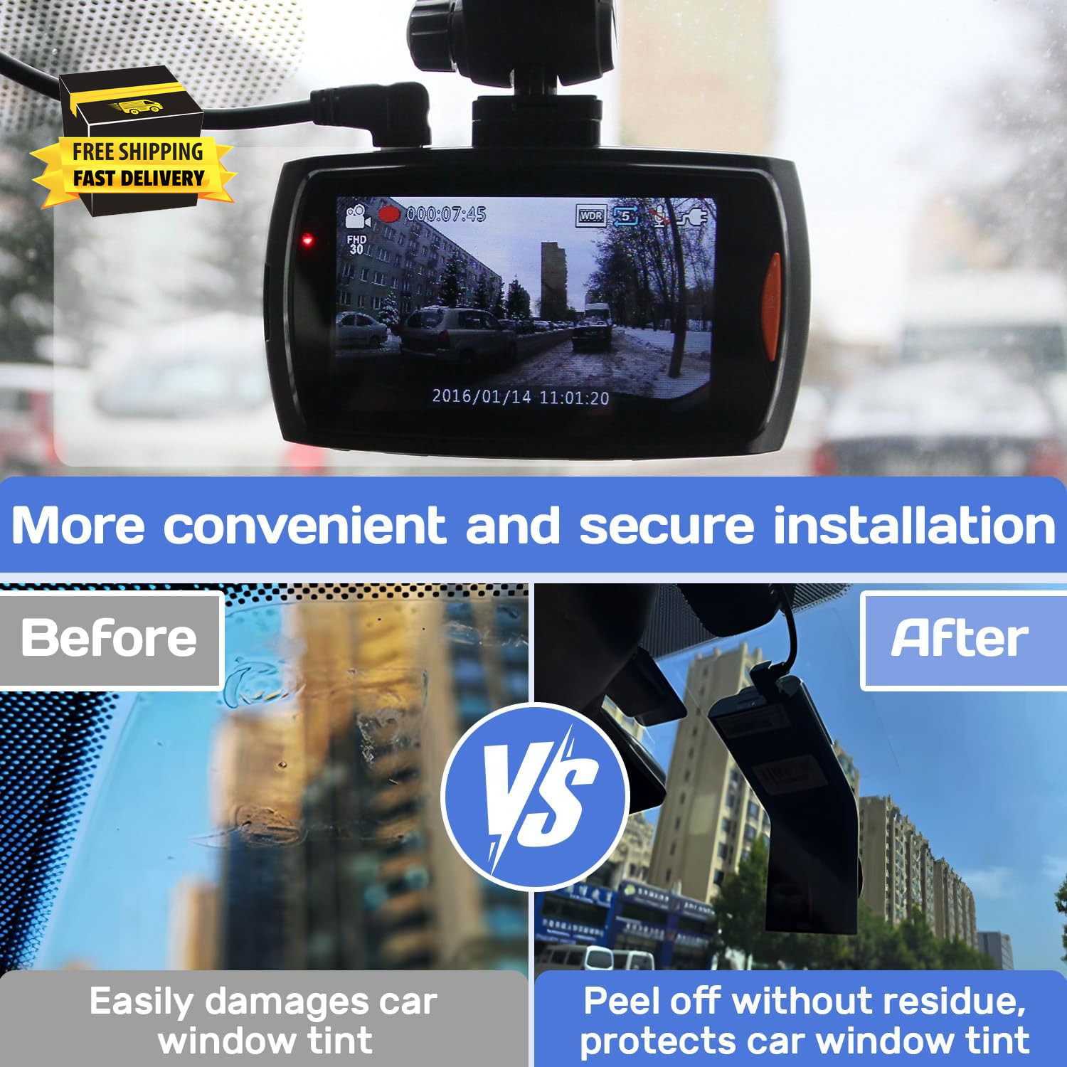 6PCS Dashcam Windshield Sticker,Clear Electrostatic Sticker Mounting Dash Cam,Re