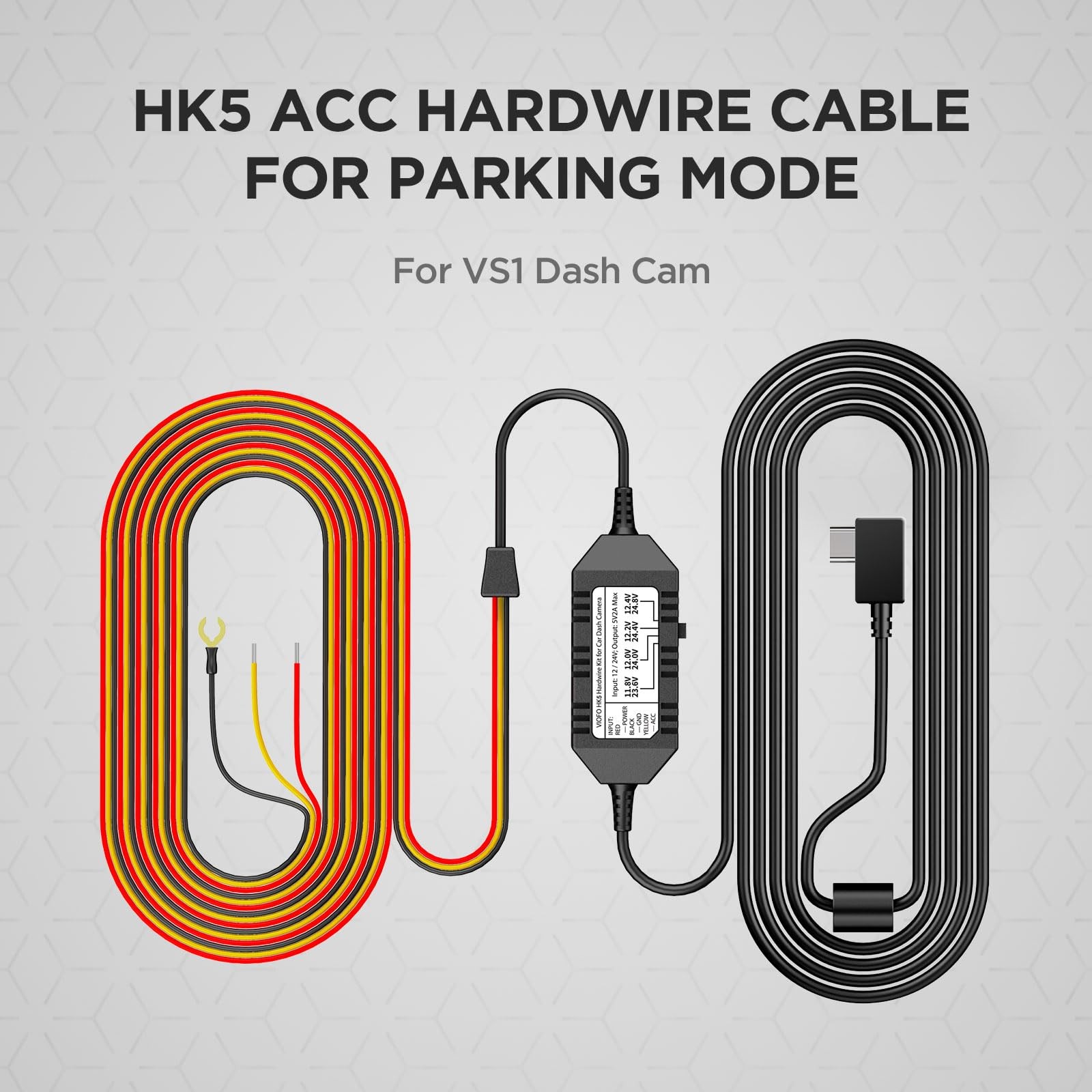 VIOFO HK5 Acc Hardwire Cable for VS1 Dash Cam 12-24V Low Voltage Protection