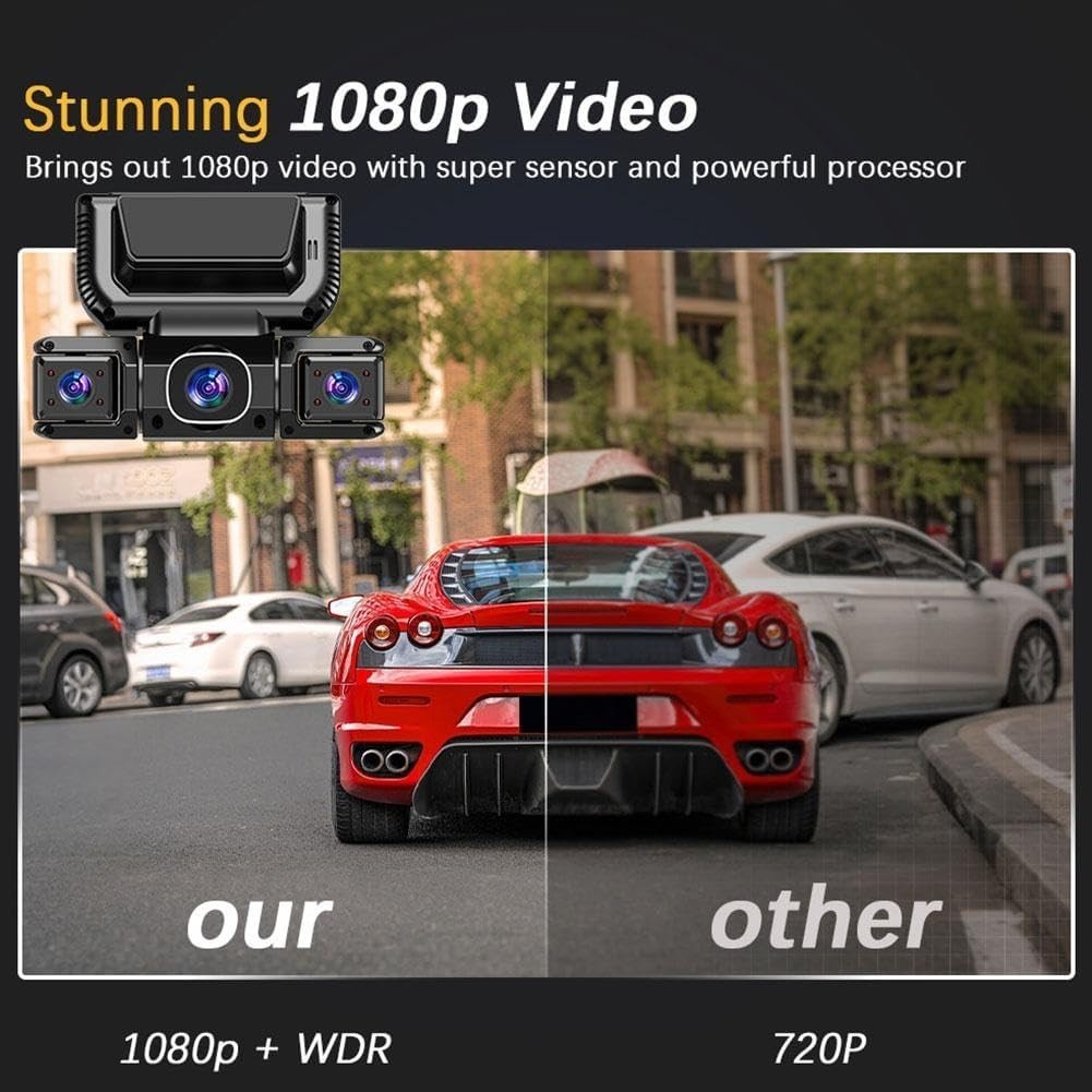 Dash Cam 4 Channel 360° Front Rear Inside DashCam, FHD 1080P Car Camera Cash Cam