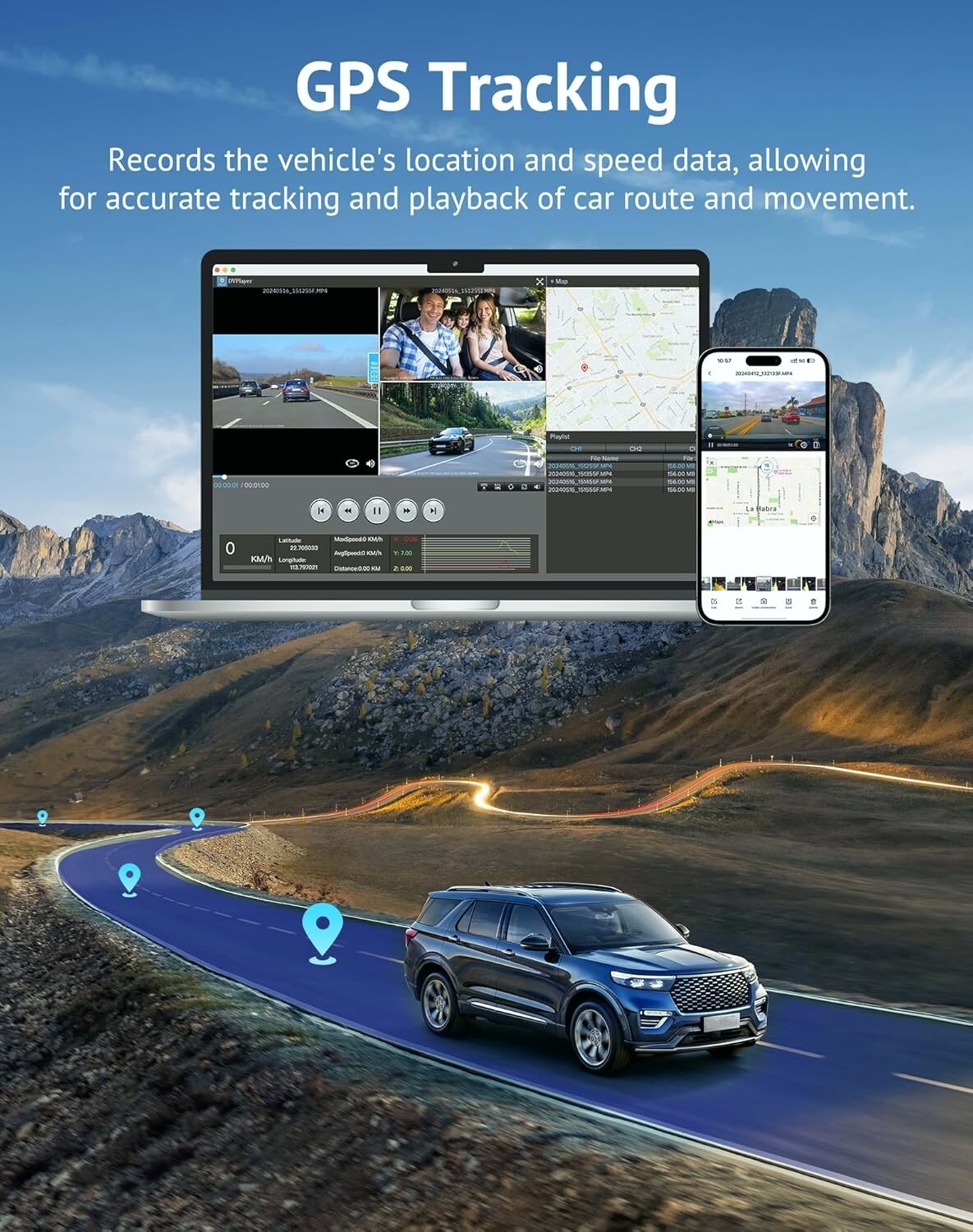 3 Channel Dash Cam 4K+1080P+1080P HD Triple Dashcam with 5G WiFi, 3″ IPS Touch S