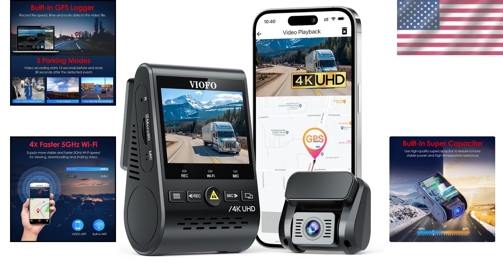A129 Pro Duo 4K Dual Channel Dash Cam
