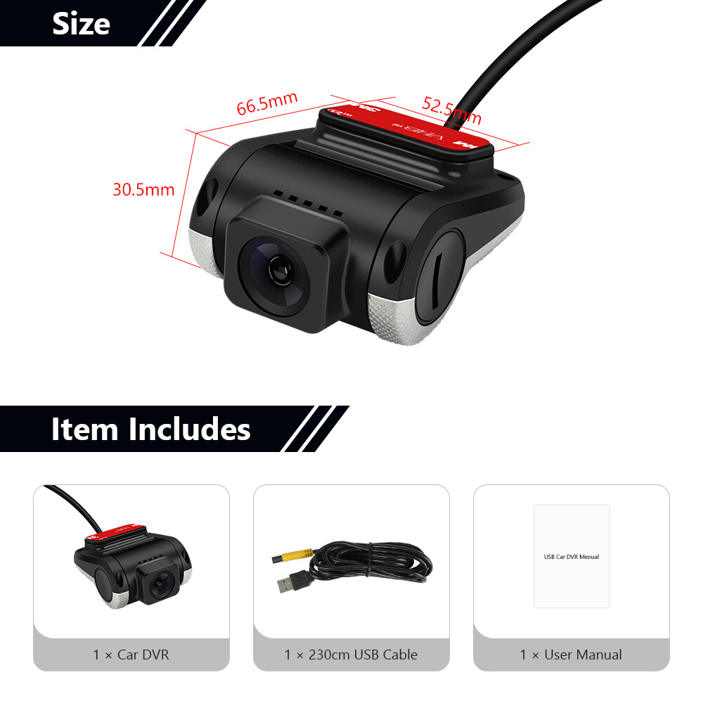 XTRONS In Car Dash DVR Video Recorder 1280*720 Rotatable Lens Vehicle Camera USB