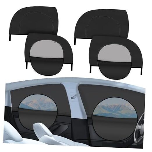 4PCS Front/Rear Car Window Shades with Zipper—Upgraded Car Shades for Side