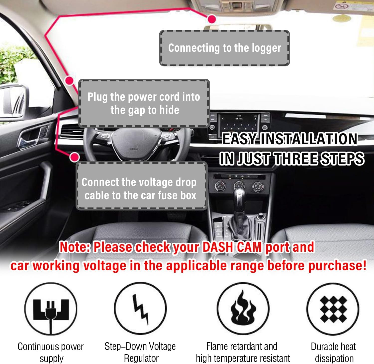 Upgraded Dash Cam Hardwire Kit USB C 12V-24V to 5V Fuse Tap Kit