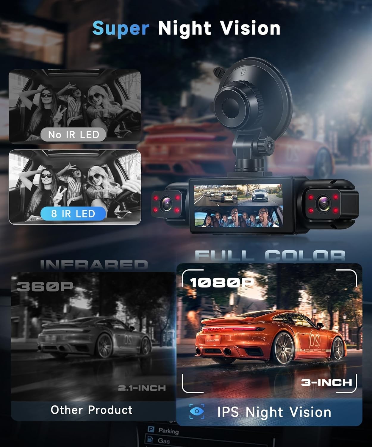 4-Channel 360° Car Dash Cam with Night Vision & Parking Mode