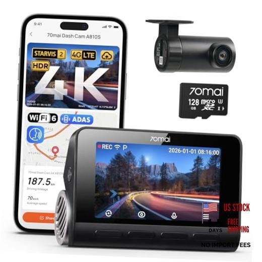 4K Dash Cam Front and Rear, 4K+1080P Dual STARVIS 2 Car Dash Camera for Cars,
