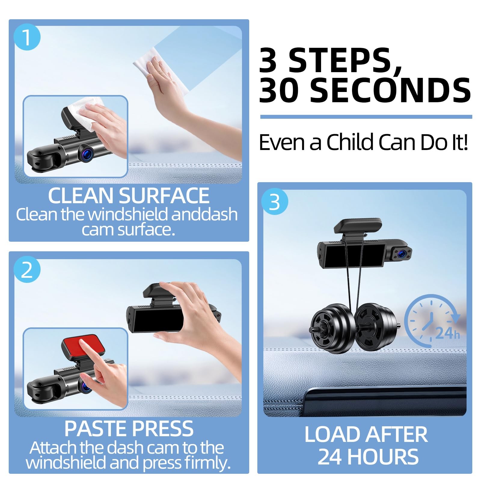 Dash Cam Adhesive Pad, 4PCS Sticky Pads for Dash Cam, Heat Resistant Double S…