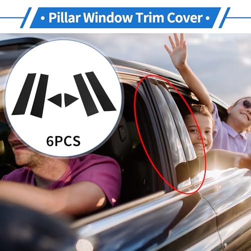 6 Pcs Door Pillar Window Trim for Dodge Charger 2006-2010 14.17″x2.91″ Black