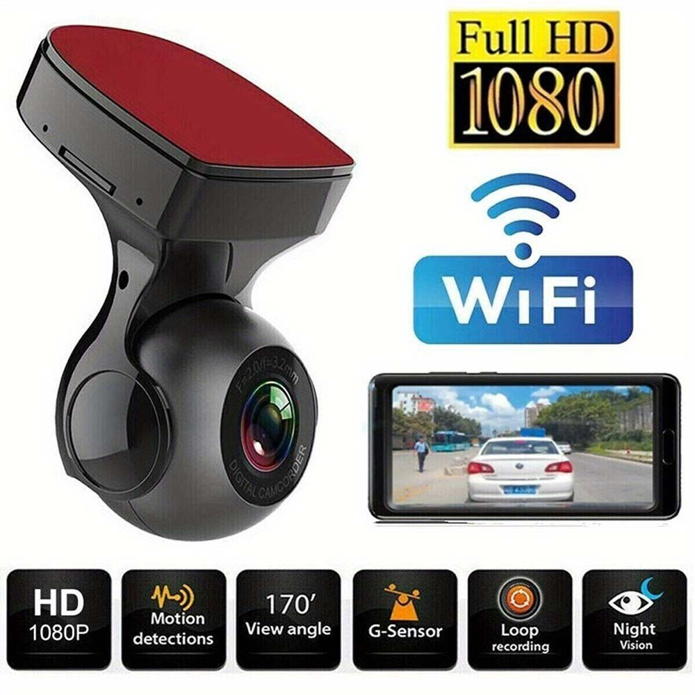 Clear Durable Sturdy Easy-To-Install Wear-Resistant 170°Wide-Angle Wifi Dash Cam