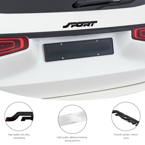 2 PCS Metal Car Sport Sticker, 3D Raised Car Fender Badge Front & Rear Black