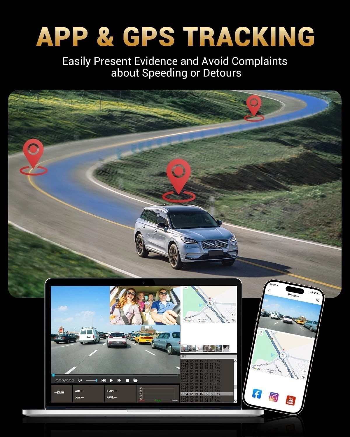 2.5K+1080P Dual Dash Cam Front and Inside, WiFi & GPS Dash Camera for Cars wi…