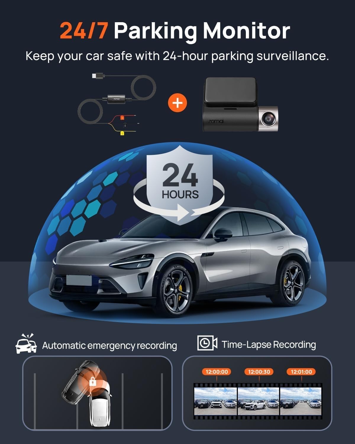 A510 Dash Camera: Front and Rear, Night Vision, Loop Recording Included