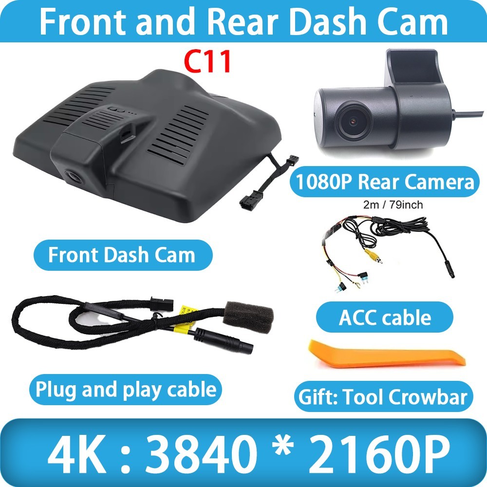 for Leapmotor C11 C01 2021-2025 4K DVR Dash Cam Front Rear Camera Video Recorder