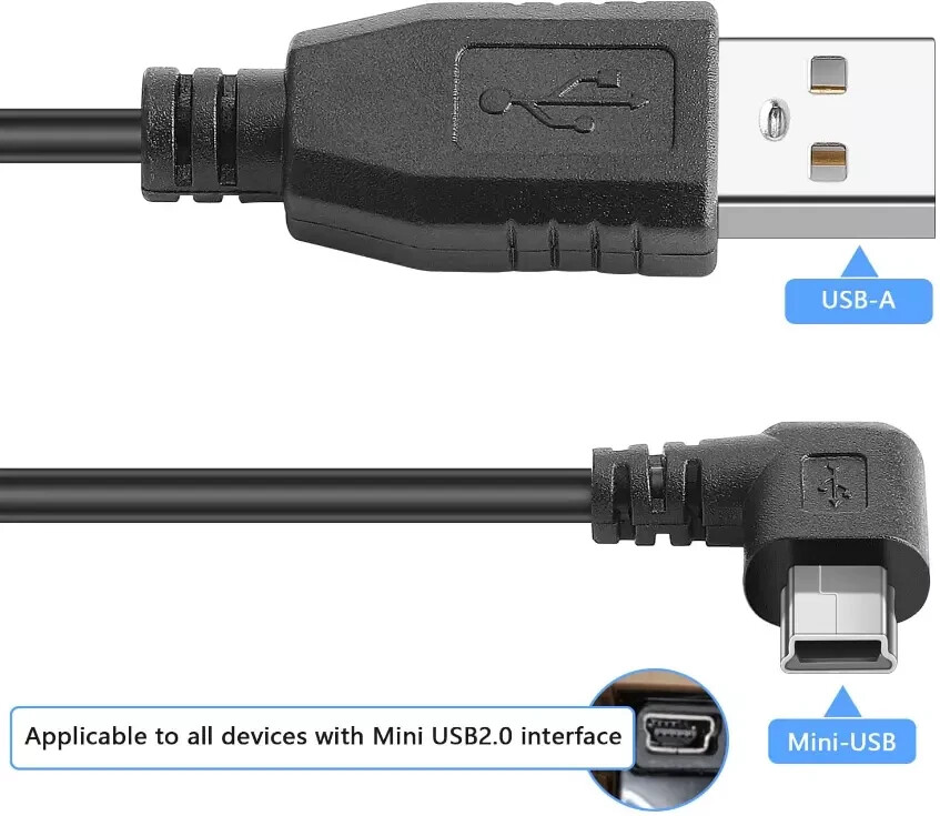 Power Charger Adapter Cord for Dash Cam (11.5FT) Mini USB 2.0 B Car Vehicle