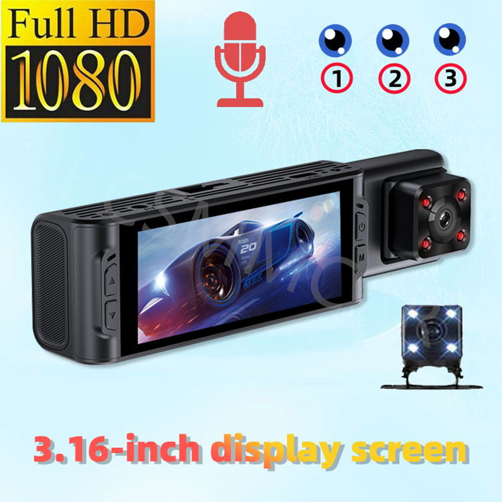 1080P HD Dash Cam Car DVR Camera 3 Channel Mini Driving Recorder Wifi G-sensor