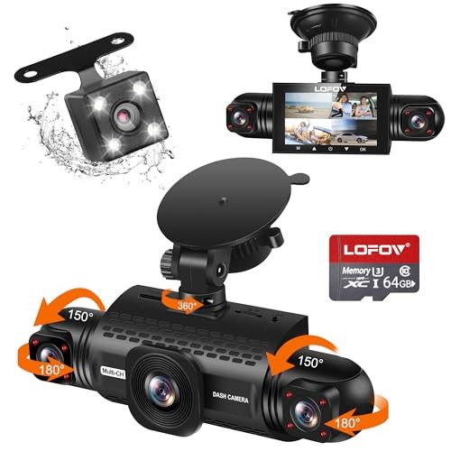4 Channel Dash Cam 360° View 5G WiFi & APP Control, 2K Front and 3.16 inch