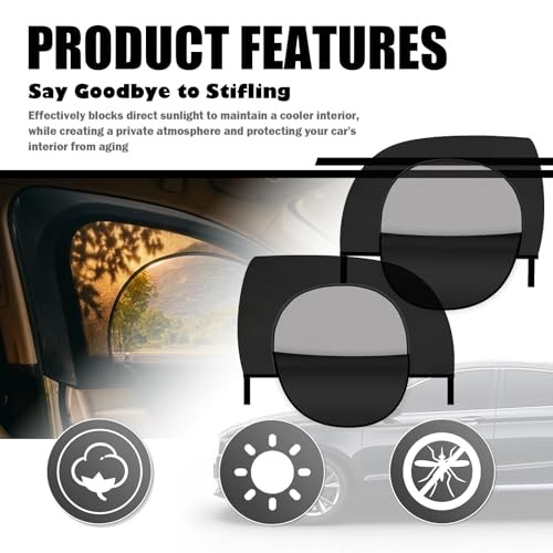 4PCS Zipper Car Window Shades for Side/Front/Rear Car Windows
