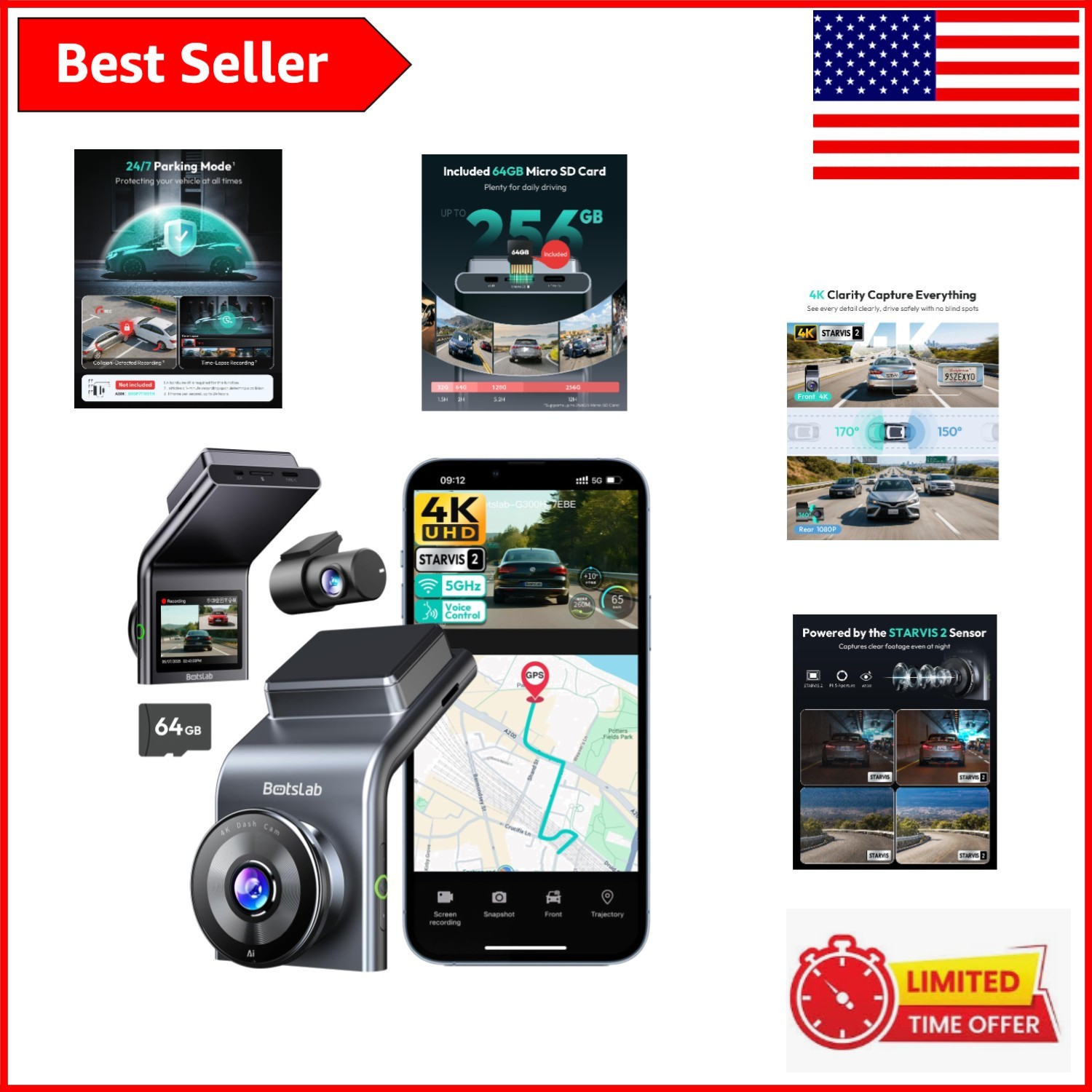 G300 Plus Dash Cam with Voice Control & Night Vision – Front & Rear Coverage