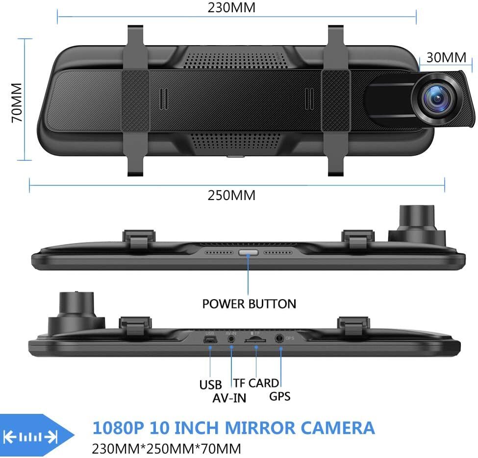 1080P 4K Dual Dash Cam Car Rear Mirror View Backup Dual Camera Night Vision IPS