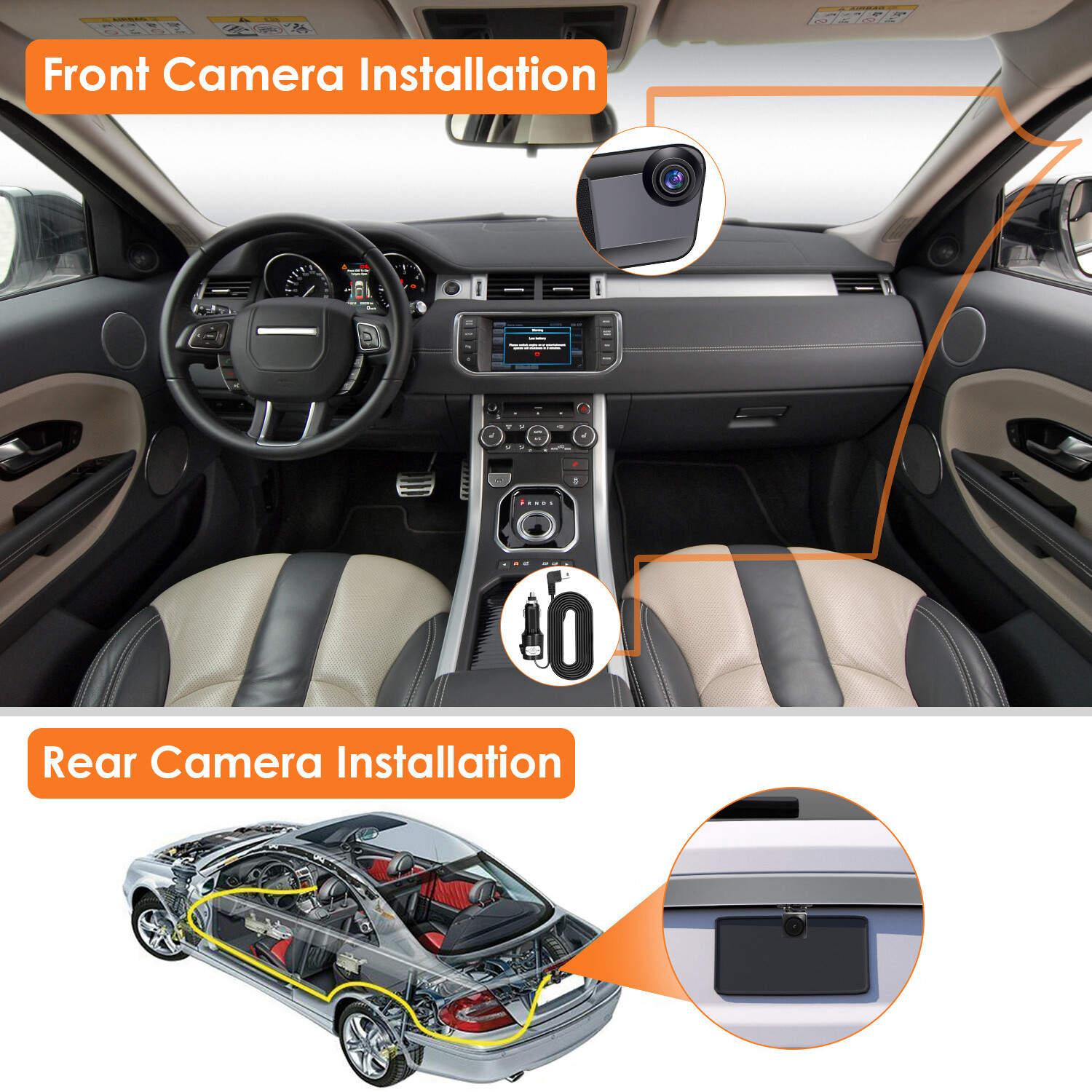 4K 12″ GPS WIFI Dual Lens Car Dash Cam Camera DVR Recorder G-sensor 360° Angel