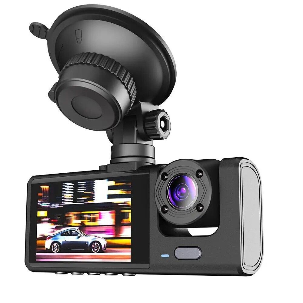 1080P HD Car Dual Lens Dash Cam Front/Rear/Inside Video Recorder Camera G-sensor