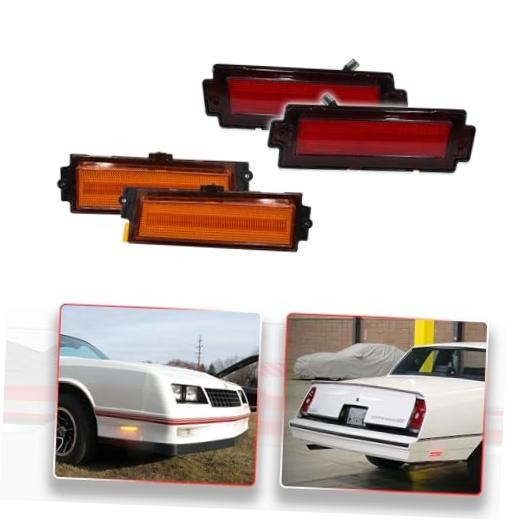 Front & Rear Side Marker Lights For 1981-1988 Chevy Amber (Front) Red(Rear) LED