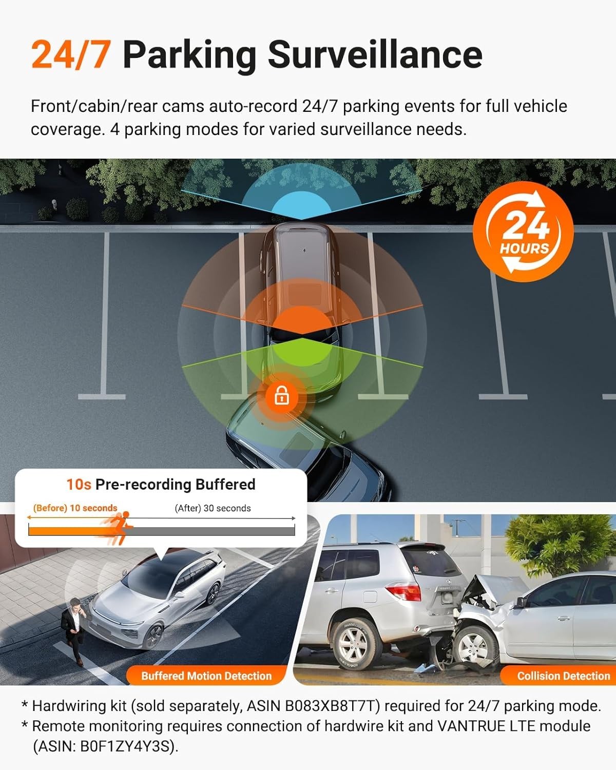 VANTRUE N4 Pro S 4K Dash Cam 3 Channel Front Rear Inside Camera STARVIS 2 WiFi
