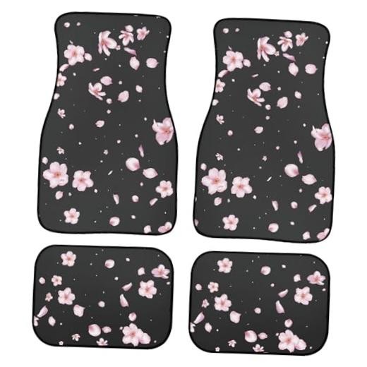 Cherry Blossom Car Floor Mats Carpet Universal Abstract Japanese Pink Black