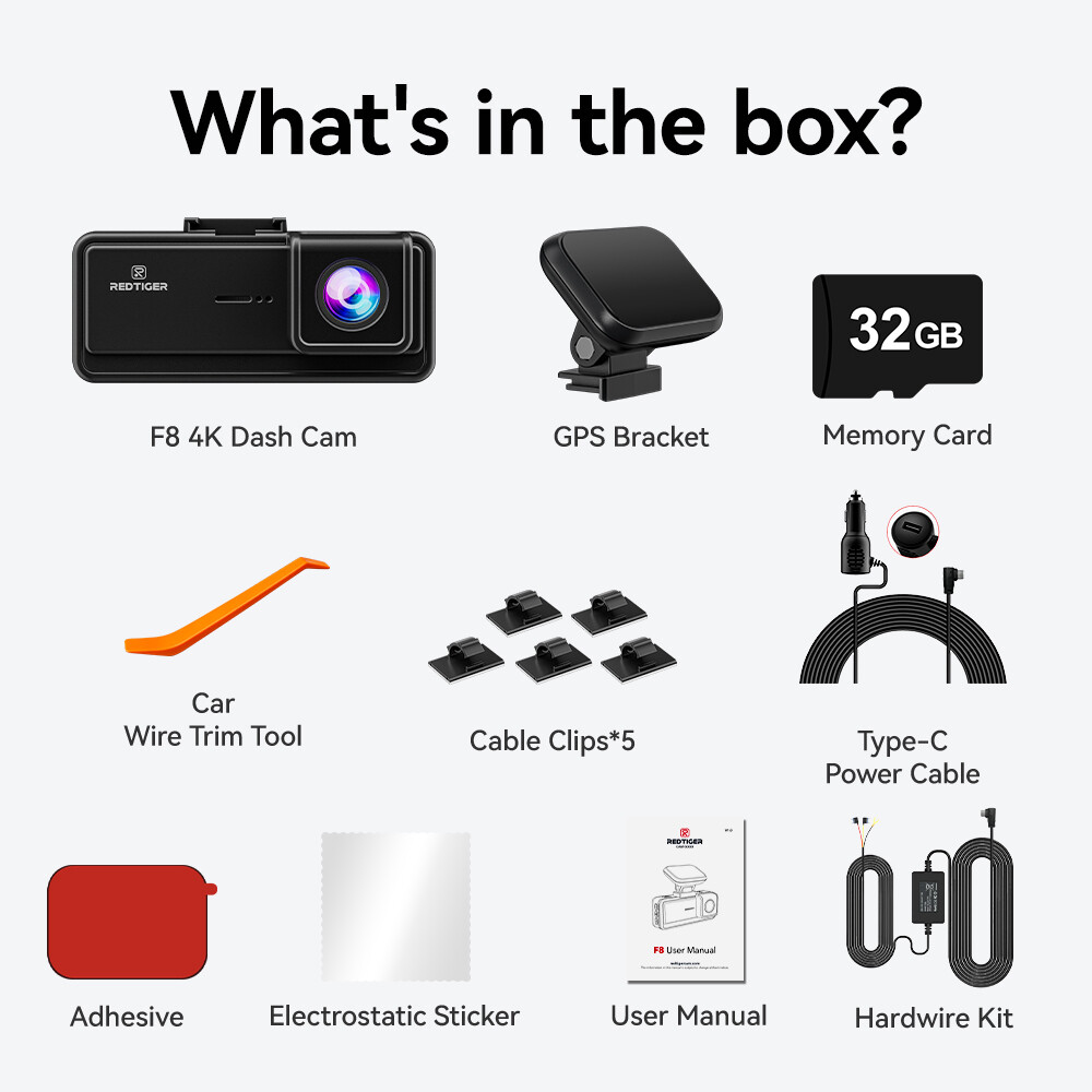 REDTIGER 4K Dash Cam Front,5G Wi-Fi,Touch Screen Dash Camera With Hardwire Kit