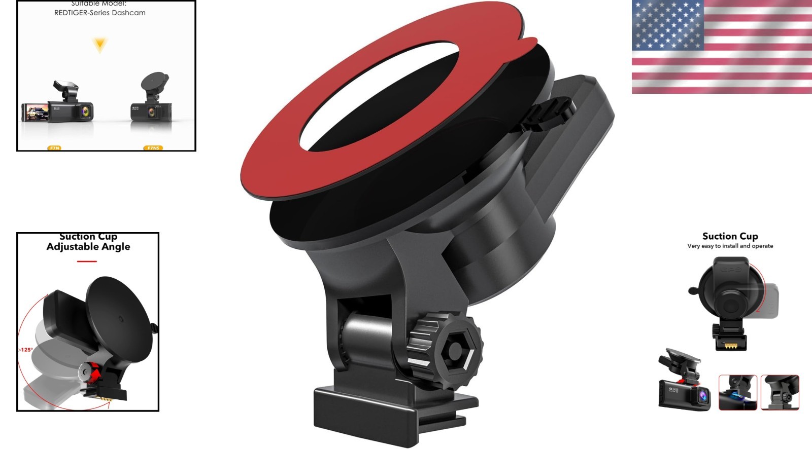 F7N Series Suction Dash Cam Mount with Integrated GPS Module – Easy Install