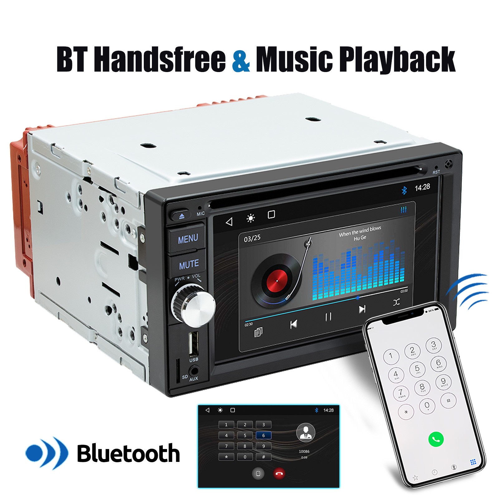 6.2″ 2DIN Car Stereo DVD Apple Carplay Android Auto Bluetooth Radio FM/AM/RDS/TF